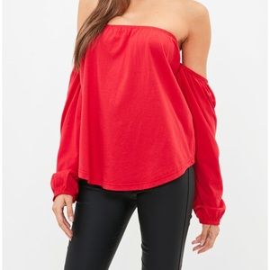 Red off the shoulder top from missguided